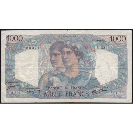 F 41-16 - 12/09/1946 - 1000 francs - Minerve et Hercule - Série U.321 - Etat : TB