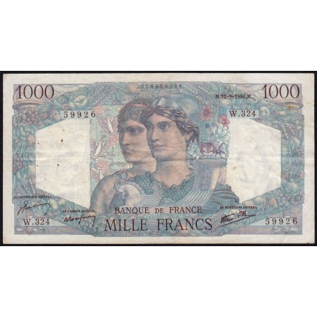 F 41-16 - 12/09/1946 - 1000 francs - Minerve et Hercule - Série W.324 (remplacement) - Etat : TTB-