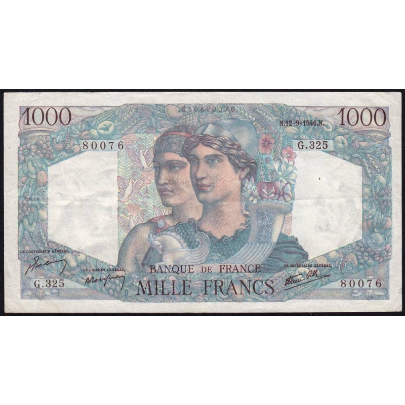 F 41-16 - 12/09/1946 - 1000 francs - Minerve et Hercule - Série G.325 - Etat : TTB