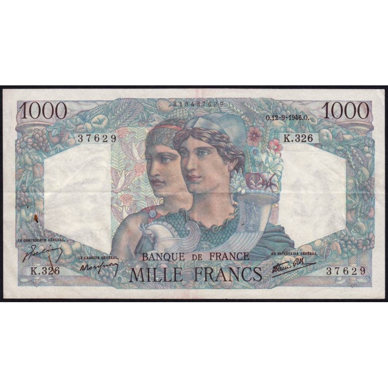 F 41-16 - 12/09/1946 - 1000 francs - Minerve et Hercule - Série K.326 - Etat : TTB+