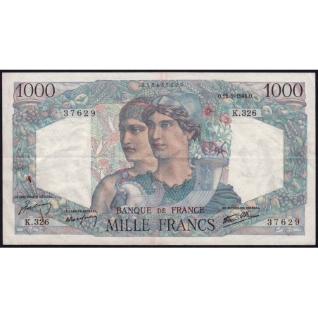 F 41-16 - 12/09/1946 - 1000 francs - Minerve et Hercule - Série K.326 - Etat : TTB+