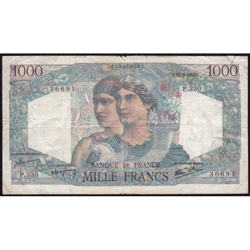F 41-16 - 12/09/1946 - 1000 francs - Minerve et Hercule - Série P.330 - Etat : TB-