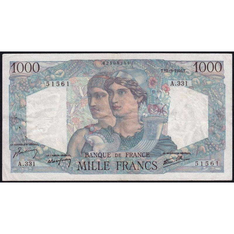 F 41-16 - 12/09/1946 - 1000 francs - Minerve et Hercule - Série A.331 - Etat : TTB