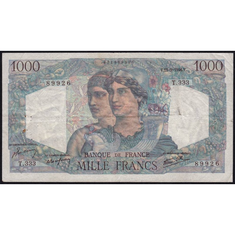 F 41-16 - 12/09/1946 - 1000 francs - Minerve et Hercule - Série T.333 - Etat : TB+