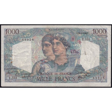 F 41-16 - 12/09/1946 - 1000 francs - Minerve et Hercule - Série T.333 - Etat : TB+