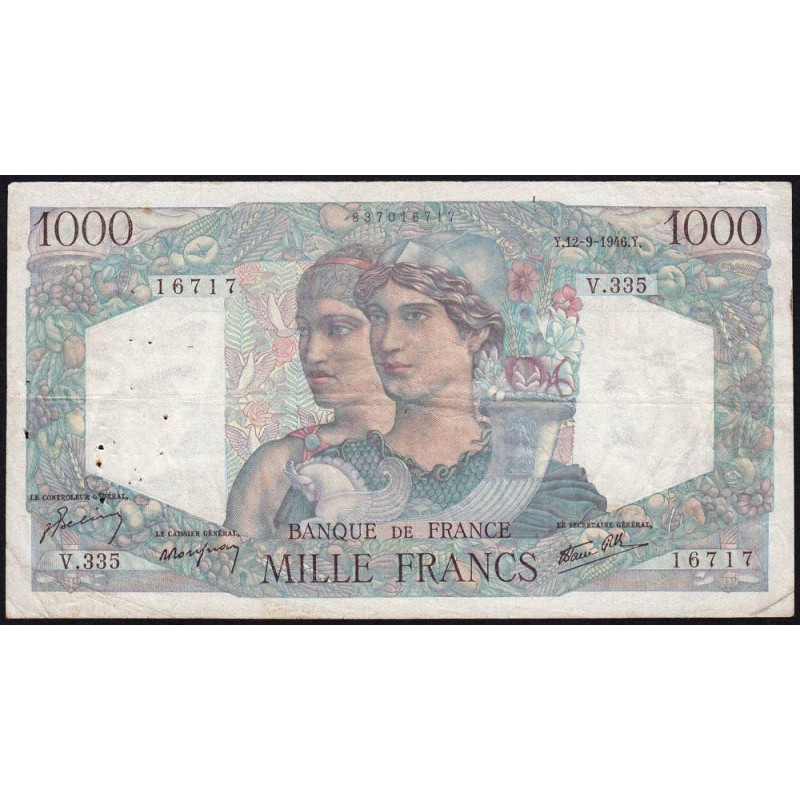 F 41-16 - 12/09/1946 - 1000 francs - Minerve et Hercule - Série V.335 - Etat : TB+