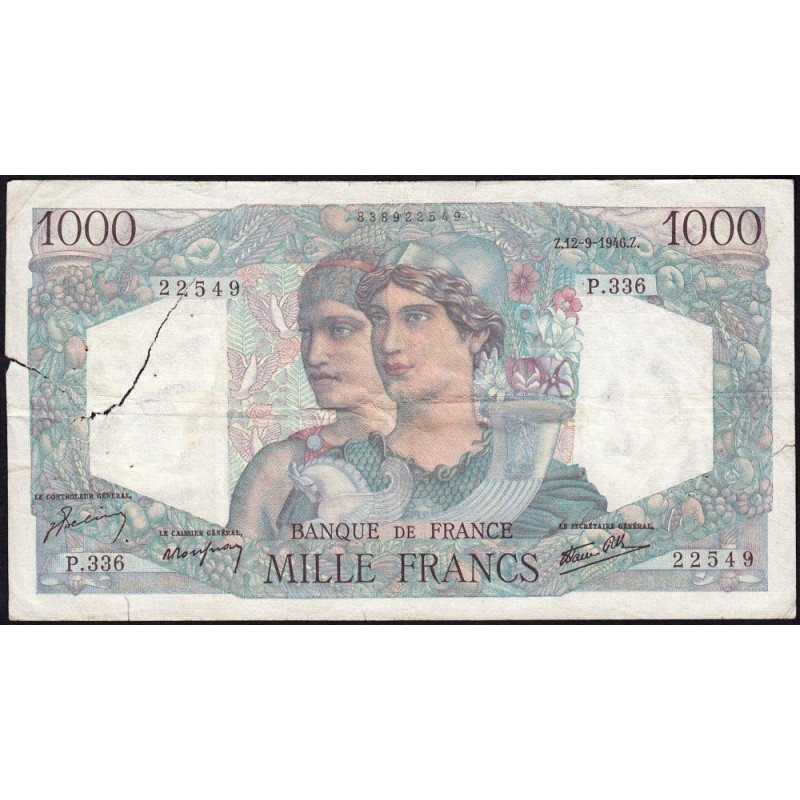 F 41-16 - 12/09/1946 - 1000 francs - Minerve et Hercule - Série P.336 - Etat : AB