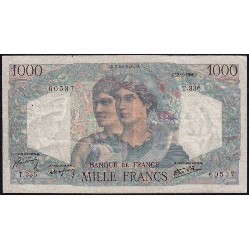 F 41-16 - 12/09/1946 - 1000 francs - Minerve et Hercule - Série T.336 - Etat : TB+
