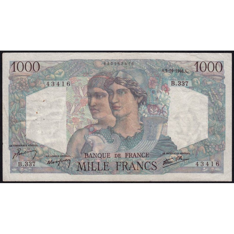 F 41-17 - 03/10/1946 - 1000 francs - Minerve et Hercule - Série B.337 - Etat : TTB-