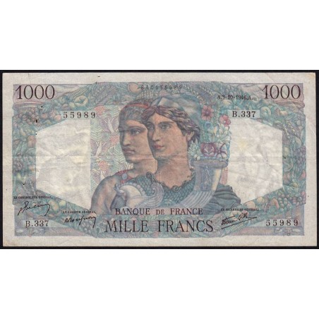 F 41-17 - 03/10/1946 - 1000 francs - Minerve et Hercule - Série B.337 - Etat : TB+