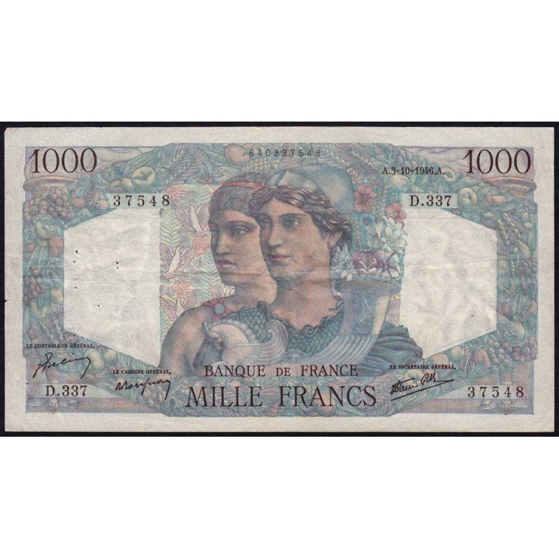 F 41-17 - 03/10/1946 - 1000 francs - Minerve et Hercule - Série D.337 - Etat : TB+