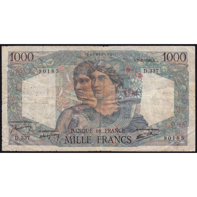 F 41-17 - 03/10/1946 - 1000 francs - Minerve et Hercule - Série D.337 - Etat : TB-