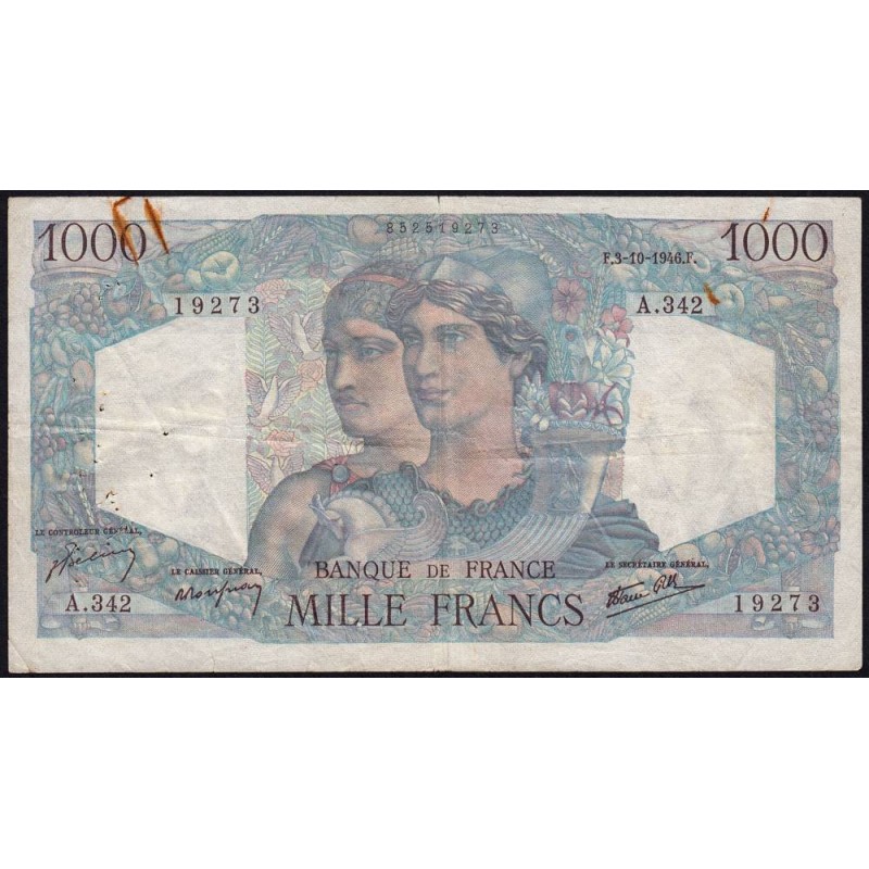 F 41-17 - 03/10/1946 - 1000 francs - Minerve et Hercule - Série A.342 - Etat : TB