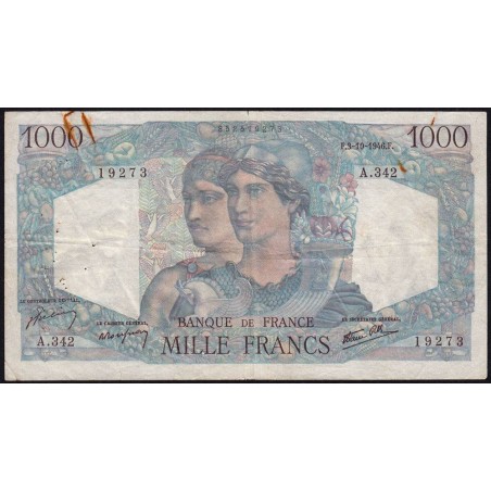 F 41-17 - 03/10/1946 - 1000 francs - Minerve et Hercule - Série A.342 - Etat : TB
