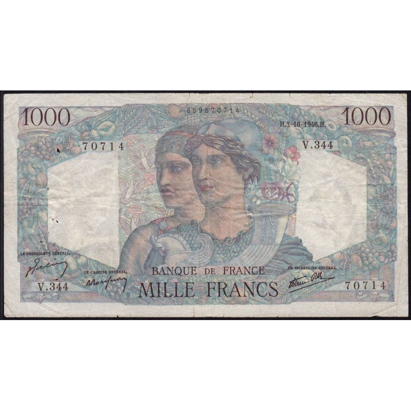 F 41-17 - 03/10/1946 - 1000 francs - Minerve et Hercule - Série V.344 - Etat : TB+