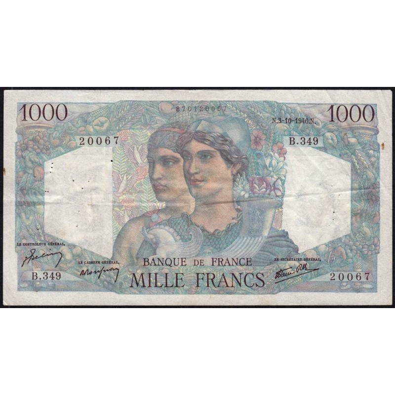 F 41-17 - 03/10/1946 - 1000 francs - Minerve et Hercule - Série B.349 - Etat : TTB-