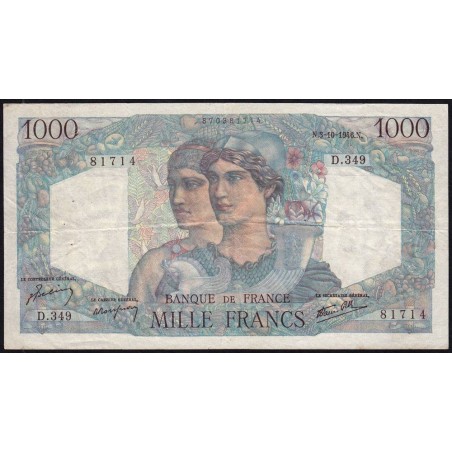 F 41-17 - 03/10/1946 - 1000 francs - Minerve et Hercule - Série D.349 - Etat : TB+