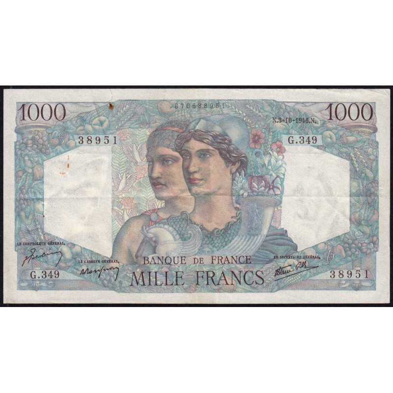 F 41-17 - 03/10/1946 - 1000 francs - Minerve et Hercule - Série G.349 - Etat : TTB-