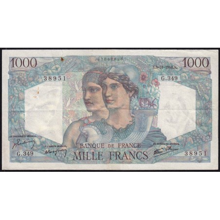 F 41-17 - 03/10/1946 - 1000 francs - Minerve et Hercule - Série G.349 - Etat : TTB-