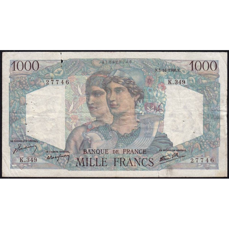 F 41-17 - 03/10/1946 - 1000 francs - Minerve et Hercule - Série K.349 - Etat : TB
