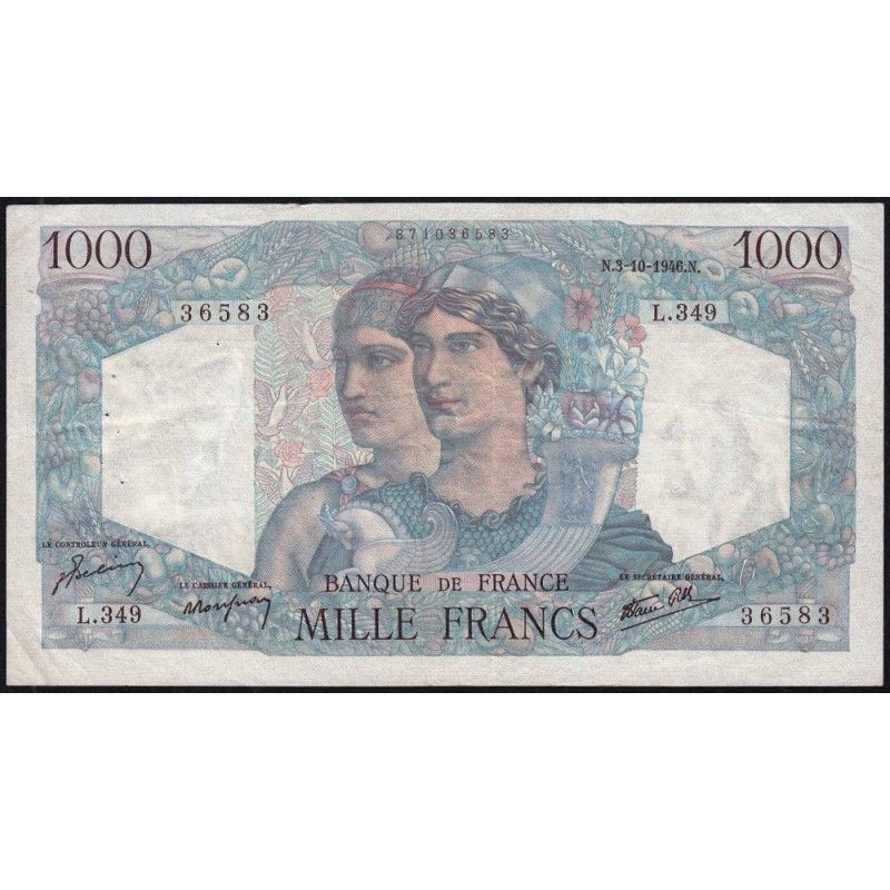 F 41-17 - 03/10/1946 - 1000 francs - Minerve et Hercule - Série L.349 - Etat : TTB-