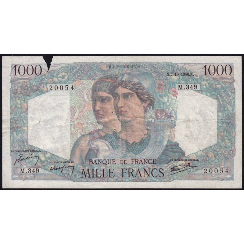 F 41-17 - 03/10/1946 - 1000 francs - Minerve et Hercule - Série M.349 - Etat : AB