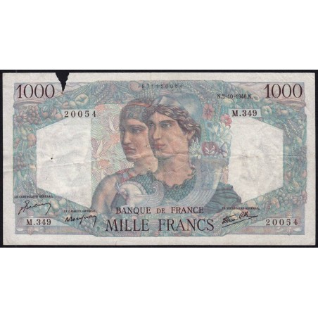 F 41-17 - 03/10/1946 - 1000 francs - Minerve et Hercule - Série M.349 - Etat : AB