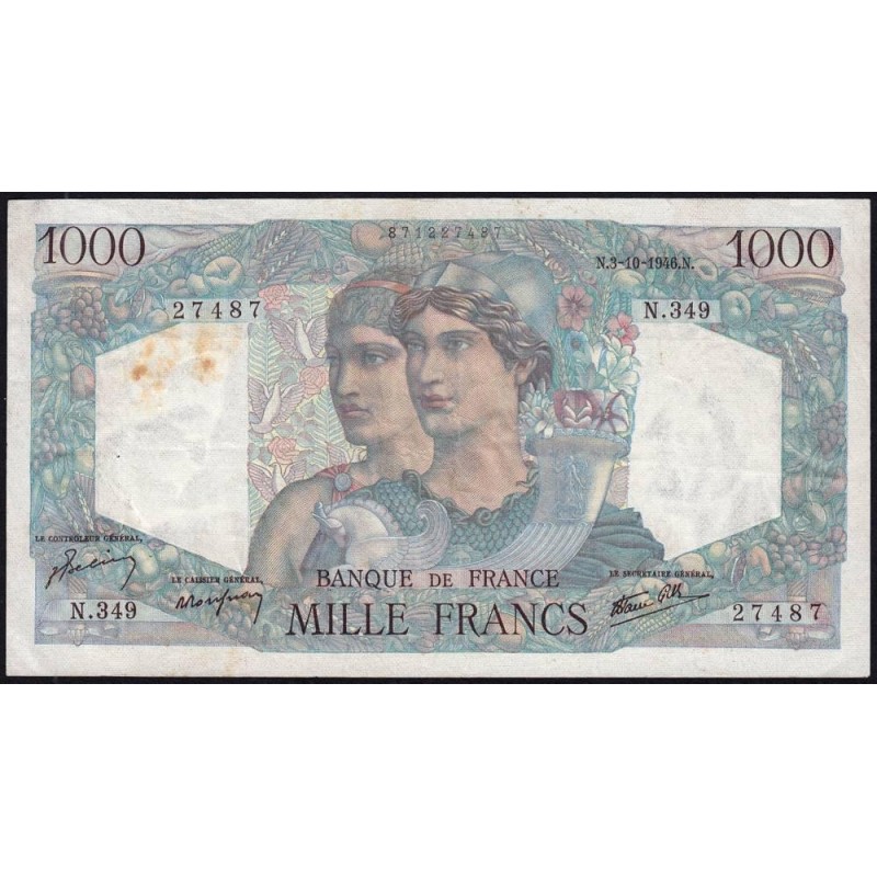 F 41-17 - 03/10/1946 - 1000 francs - Minerve et Hercule - Série N.349 - Etat : TB+