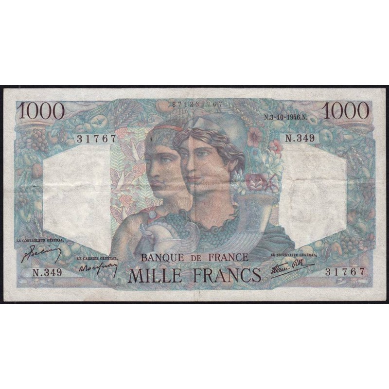 F 41-17 - 03/10/1946 - 1000 francs - Minerve et Hercule - Série N.349 - Etat : TTB