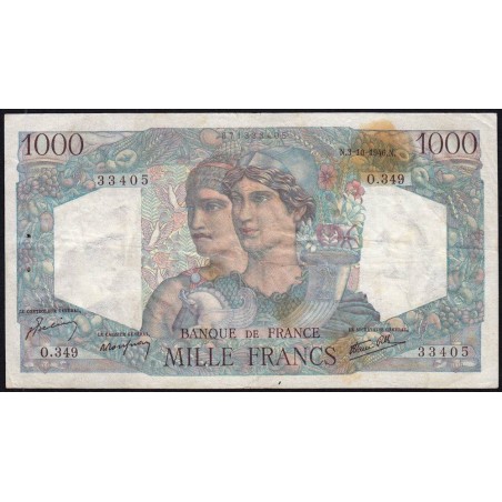 F 41-17 - 03/10/1946 - 1000 francs - Minerve et Hercule - Série O.349 - Etat : TB