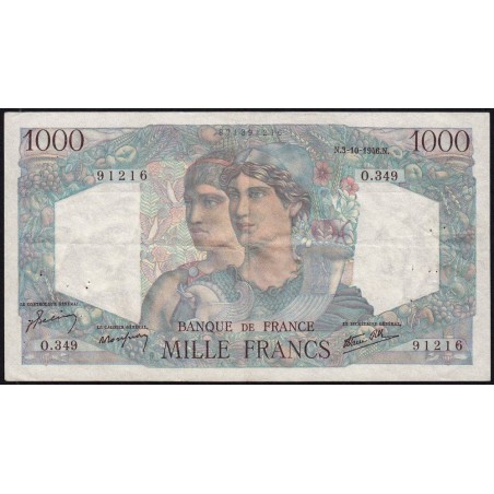 F 41-17 - 03/10/1946 - 1000 francs - Minerve et Hercule - Série O.349 - Etat : TTB