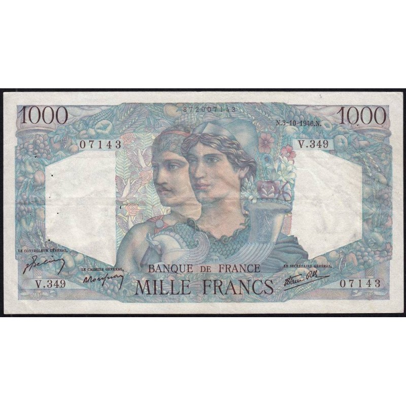F 41-17 - 03/10/1946 - 1000 francs - Minerve et Hercule - Série V.349 - Etat : TTB