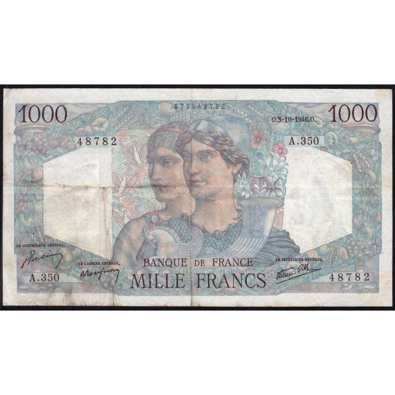 F 41-17 - 03/10/1946 - 1000 francs - Minerve et Hercule - Série A.350 - Etat : TB-