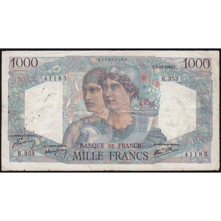 F 41-17 - 03/10/1946 - 1000 francs - Minerve et Hercule - Série K.353 - Etat : TB