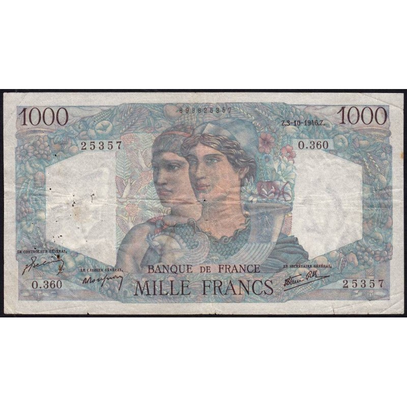 F 41-17 - 03/10/1946 - 1000 francs - Minerve et Hercule - Série O.360 - Etat : TB