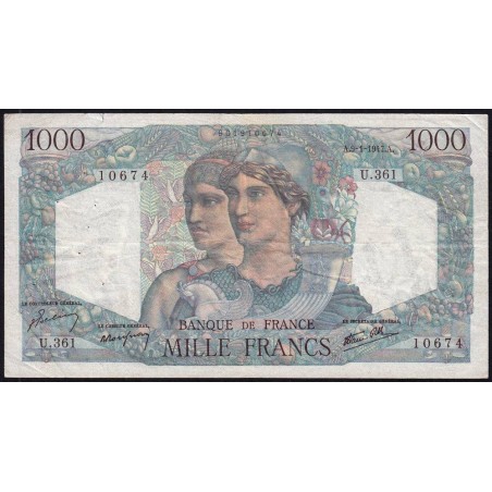 F 41-18 - 09/01/1947 - 1000 francs - Minerve et Hercule - Série U.361 - Etat : TB+