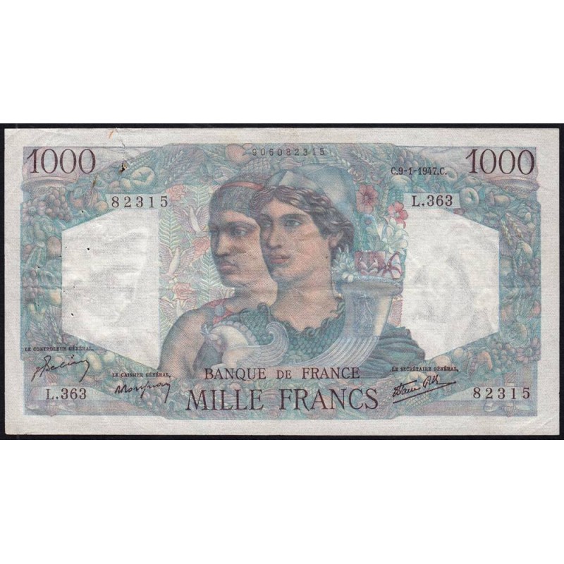 F 41-18 - 09/01/1947 - 1000 francs - Minerve et Hercule - Série L.363 - Etat : B+