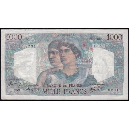 F 41-18 - 09/01/1947 - 1000 francs - Minerve et Hercule - Série L.363 - Etat : B+
