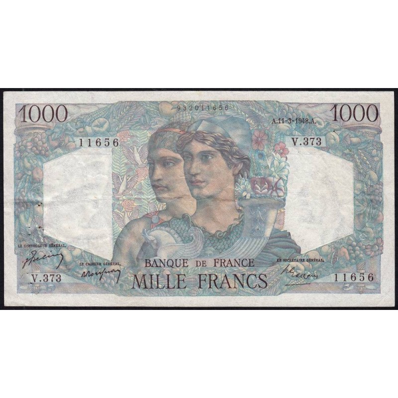 F 41-19 - 11/03/1948 - 1000 francs - Minerve et Hercule - Série V.373 - Etat : TB+