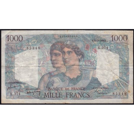 F 41-19 - 11/03/1948 - 1000 francs - Minerve et Hercule - Série K.374 - Etat : TB