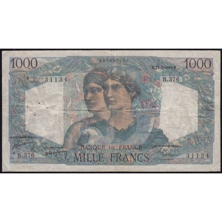 F 41-19 - 11/03/1948 - 1000 francs - Minerve et Hercule - Série B.376 - Etat : TB-