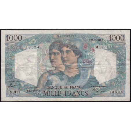 F 41-19 - 11/03/1948 - 1000 francs - Minerve et Hercule - Série M.377 - Etat : TB+