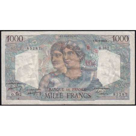F 41-19 - 11/03/1948 - 1000 francs - Minerve et Hercule - Série O.382 - Etat : TB+