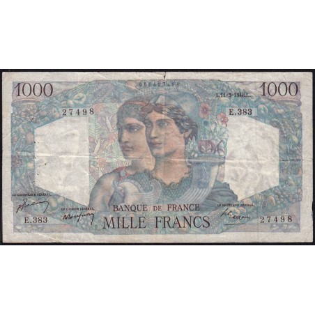 F 41-19 - 11/03/1948 - 1000 francs - Minerve et Hercule - Série E.383 - Etat : TB-