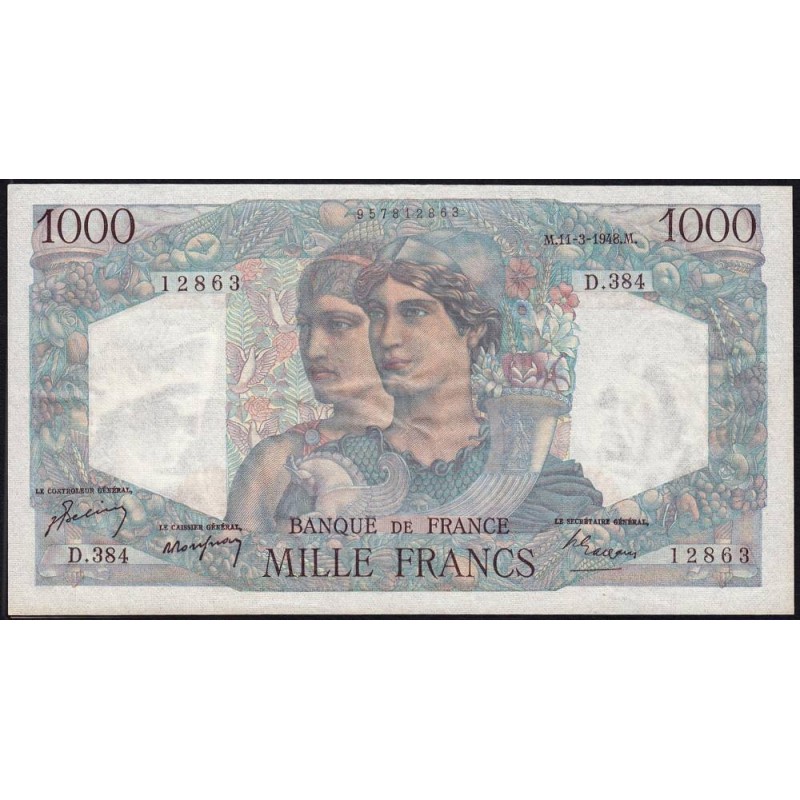 F 41-19 - 11/03/1948 - 1000 francs - Minerve et Hercule - Série D.384 - Etat : TTB+