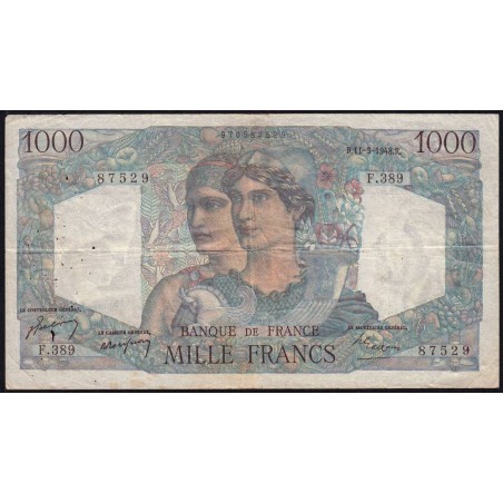 F 41-19 - 11/03/1948 - 1000 francs - Minerve et Hercule - Série F.389 - Etat : TB