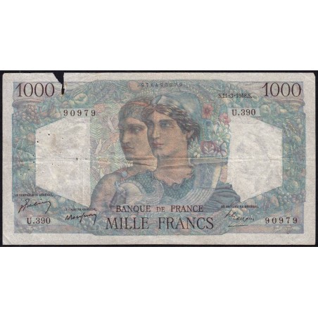 F 41-19 - 11/03/1948 - 1000 francs - Minerve et Hercule - Série U.390 - Etat : B-
