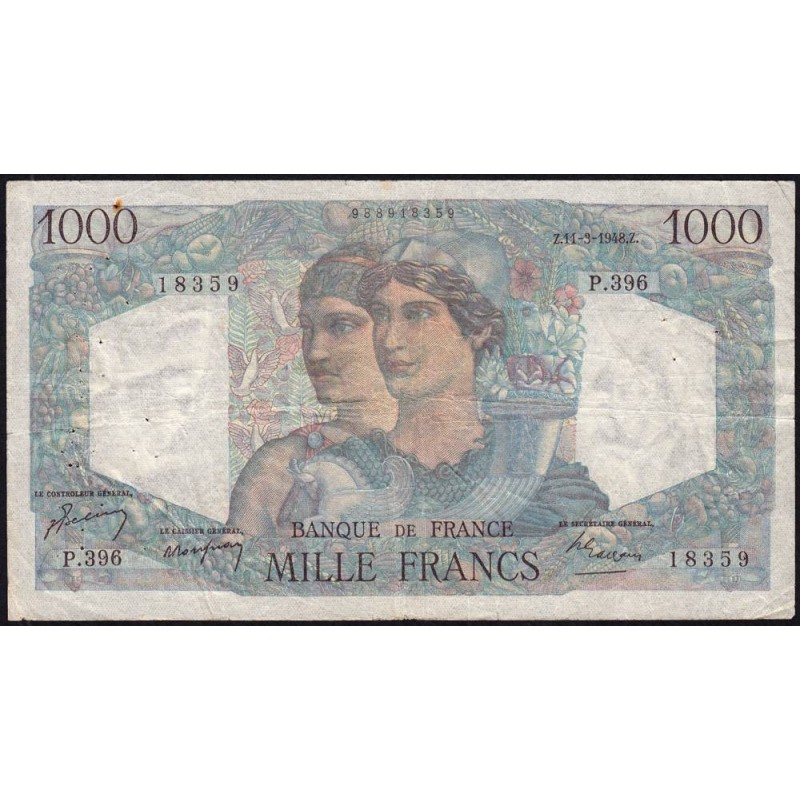 F 41-19 - 11/03/1948 - 1000 francs - Minerve et Hercule - Série P.396 - Etat : TB