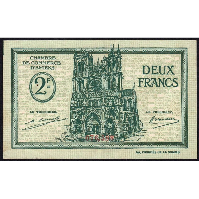 Amiens - Pirot 7-57 - 2 francs - 1922 - Etat : SUP+