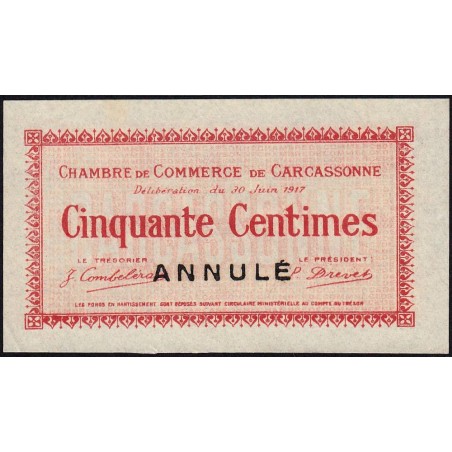 Carcassonne - Pirot 38-12 - 50 centimes - 1917 - Annulé - Etat : SUP+